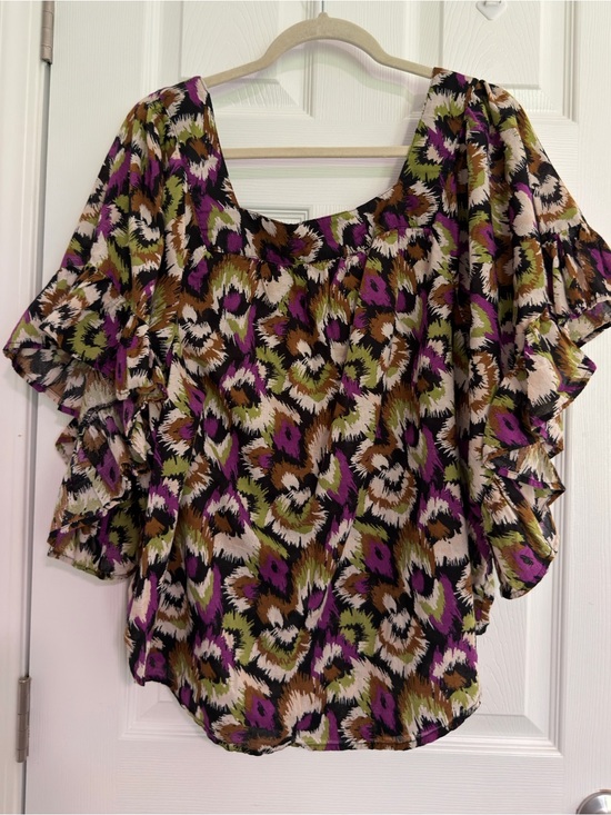 Terra & Sky Tops - Terra Sky 100% Cotton Boho Hawaiian Fairy Vibe Ruffle Flutter Sleeve 2X